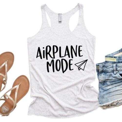 Vest Airplane Mode Tank Tops Womens Racerback Graphic Funny Tanks Casual Summer Letter Print Linen Tee Shirt Gift For Travel