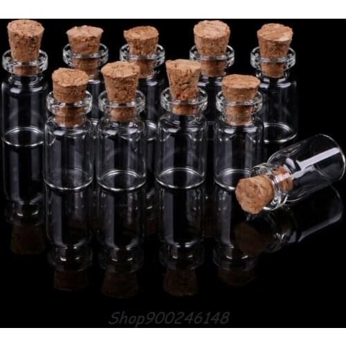 10pcs 0.5ml Mini Glass Wish Bottle Vial with Cork Stopper Storage Pendant Jy28 20 Dropship