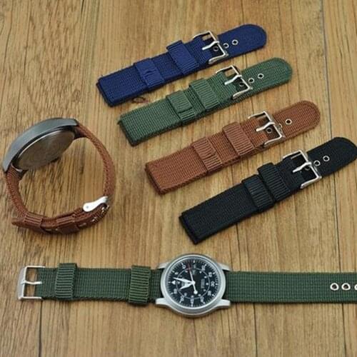 New 18mm 20mm 22mm 24mm Replacement Watch Strap Military Army Nylon Woven Waterproof Flexible Women Men Sport Wrist Watches Band