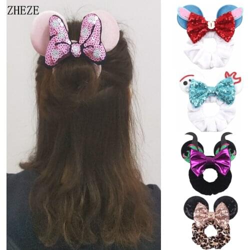 Mouse Ears Velvet Scrunchie Women Winter Elastic Rubber Ties Girls Rope Ponytail Holder Classic Hairband Hair Accessories