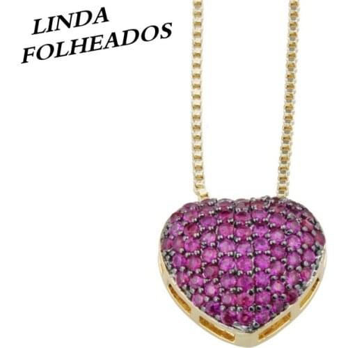 New Designed Hot SaleChampagne gold Micro Zirconia Heart Shape Bridal Wedding Pendant Necklace Colors for Women Anniversary Gift