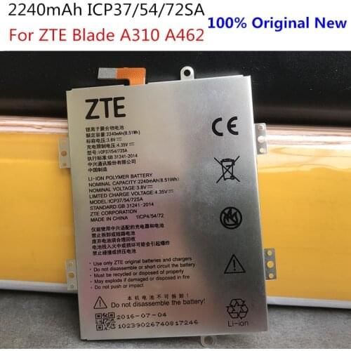 100% New Original High Quality 2240mAh ICP37/54/72SA For ZTE Blade A310 A462 Mobile Phone Battery