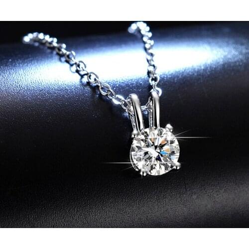 Classic Female Crystal Round Pendant Necklace Charm Silver Color Chain Necklaces For Women Cute White Zircon Wedding Necklace
