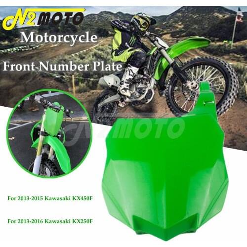 Motocross Racing Front Number Plate For 2013 Kawasaki KX250F MX KX450F Dirt Bike 2013-2015 2016 Green Front Name Plate Cover