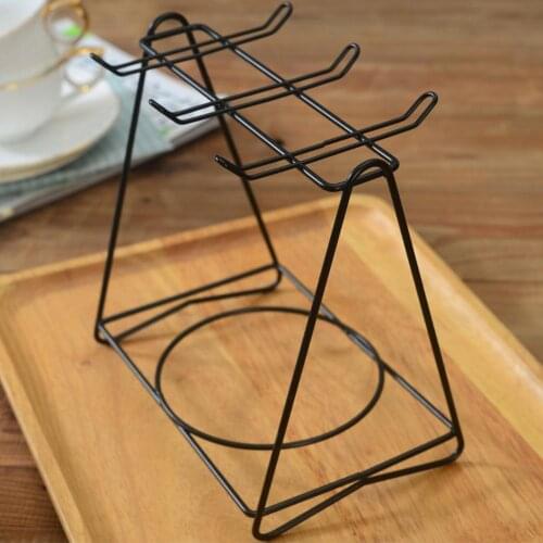 Stainless Steel Coffee Cup Holder Hanging Nail-Free Partition Cup Holder Kitchen Supplies Storage Rack Iron Cup Shelf Stand