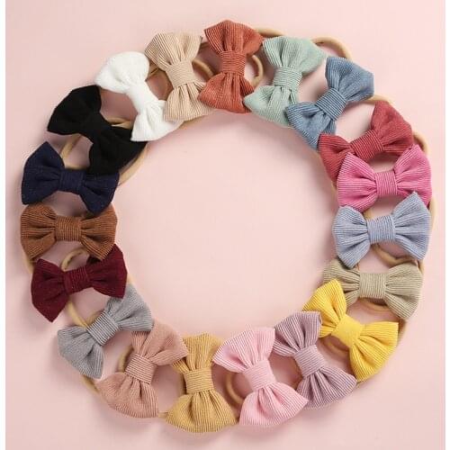 Baby Headband Bow Girls Headbands Corduroy Headband Thin Nylon Headband Newborn Kids Spring Summer Girls Hair Accessories