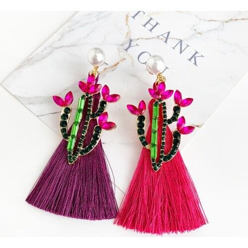 Crystal Drop Eye Earrings Color Long Tassel Brid atement Earrings Fashion Accessories for Women Jewelry Wholesale 2019 INS