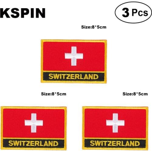 Switzerland Rectangular Shape Flag patches embroidered flag patches national flag patches for clothing DIY Decoration