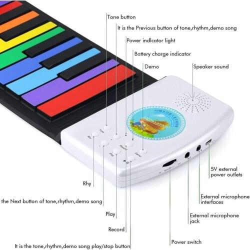 Battery or usb powered keyboard piano 49 KEYS accordions in musical instruments silicone roll up piano