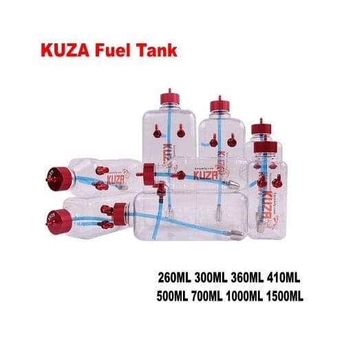 KUZA Fuel Tank 260ml 300ml 360ml 410ml 500ml 700ml 1000ml 1500ml For Transparent Smoking Tank for Gas Airplane CNC Cap