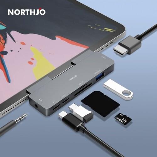 USB C HUB Type C to HDMI Adapter 3.5mm Audio PD Charging USB 3.0 Port Converter 4K for iPad Pro 12.9 11 Air4 10.9 Macbook Laptop