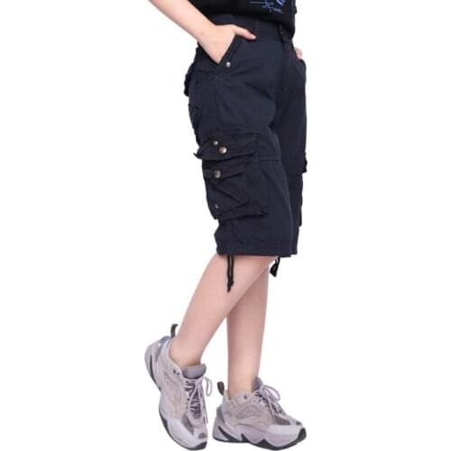 Womens Casual Fit Cargo Shorts Multi Pocket Straight