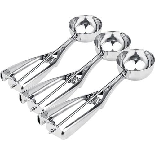 1pc 4/5/6cm Ice Cream Mash Potato Scoop Stainless Steel Spoon Spring Handle