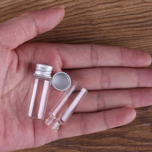 10pcs 4ml 16*40mm Mini Glass Bottles with Aluminum Lids Stopper Empty Bottles Jars DIY