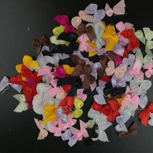 100PCS Mini Satin Ribbon Flowers Bows Gift DIY Craft Wedding Decoration Garment Accessories