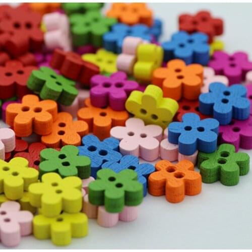 100pcs/lot Mixed Plum Flower Sewing Wooden Buttons Children Clothes Decorative Button Scrapbooking Accessories Wood Craft MS 005