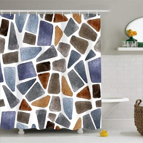 3D Hard Stone Patterns Print Shower Curtain 1 Piece Soft Polyester Durable Waterproof Bath Curtain with Hook Modern Style Series