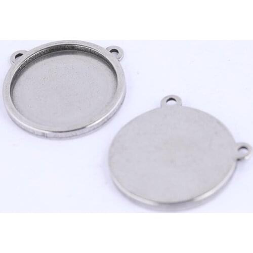 5pcs blank cabochon base 16mm 18mm 20mm stainless steel cameo pendant tray settings diy necklace jewelry making bezels
