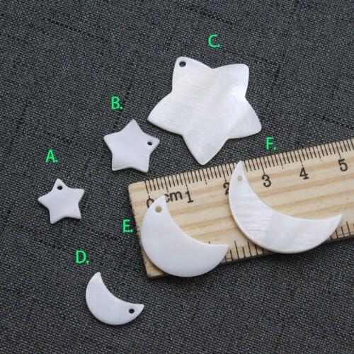 5pcs / Bag Natural Freshwater Shell Pop Moon Pentagram Pendant Jewelry Making DIY Necklace Bracelet Earring Jewelry Accessory