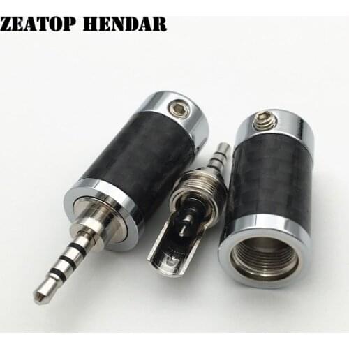 50Pcs Gold / Rhodium Plated 2.5mm 4 Pole Male Stereo Jack HiFi 2.5 Carbon Fiber DIY Repair Headphone Audio Plug Solder Connector