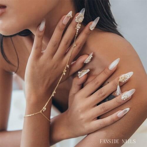 1pcs Alloy Chain Pearl 3D Nail Art Decoration Shiny Zircon Detachable Bracelet Wedding Party Jewelry Manicure Design Accessory
