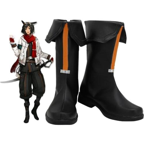 Arknights Courier Cosplay Boots Black Leather Shoes Custom Made for Unisex