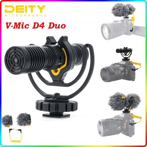 Deity V-Mic D4 Duo double bis microphone capsule cardioid microphones TRS 3.5 mm, for Vlog Video Studio DSLR camera smartphone