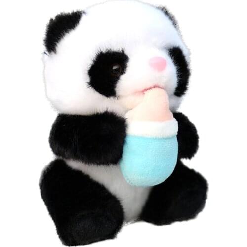 14 Cm Drinking Milk Panda Baby Plush Toy Black And White Milk Bottle Panda Doll Christmas Gift Free Delivery