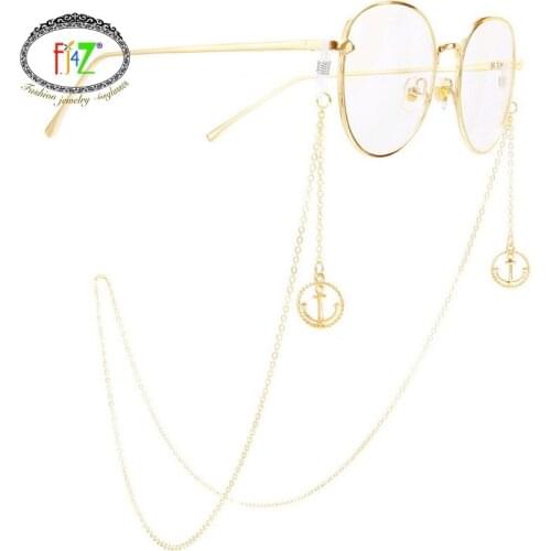 F.J4Z Hot Unusual Gold Plated Alloy Anchor/crown Sunglasses Chain For Women Fashion Personality Glasses Lanyard Holder Straps