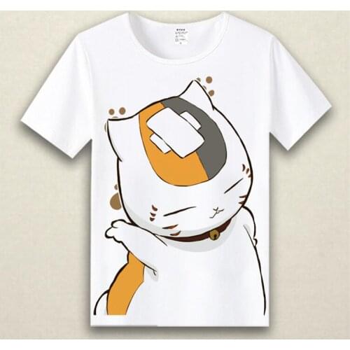 Natsume Yuujinchou Cosplay T Shirt Madara Cat Print T-shirts Women/Men Summer Graphic Tees Crew Neck Harajuku Casual Top Costume