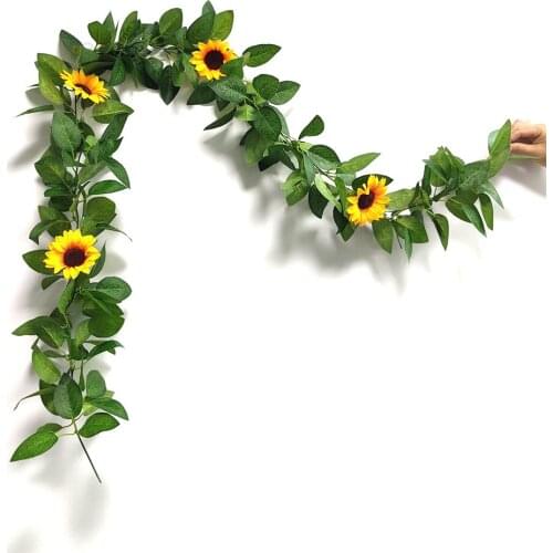 Wedding Photography Props Artificial Rattan Spring Flower Plants Rattan 1.8M Artificial Rose Sunflower Vine Hanging Rattan