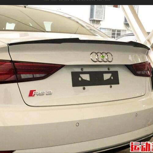 Use For Audi A3 2014--2020 Year Spoiler ABS Plastic Carbon Fiber Look Rear Trunk Wing Car Body Kit Accessories