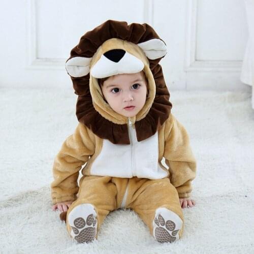 Lion costumes For Baby Boy Girl Halloween Animal Cosplay Kigurumis Autumn Winter Warm Jumpsuit Kawaii Children Toddler Romper