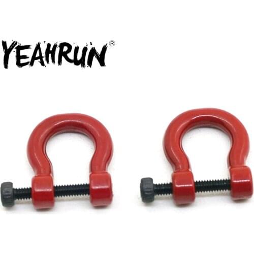 YEAHRUN 2 Pcs Red Metal U-type Hooks Hitch Tow Shackles for Traxxas TRX-4 1:10 RC Crawler Car Bumper Upgrade Accessories