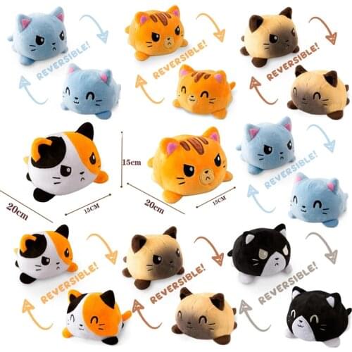 Cute Reversible Flip Cat gato Plush Stuffed Toy Soft Animal Home Accessories Animal Doll Children Gifts Baby Companion Plush Toy