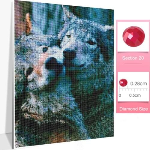 Wolf New Full Diamond Painting Cartoon Diamond Embroidery Animal Diamond Mosaic Wall Hanging Painting