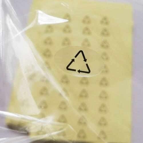 Wholesale and Retail 1000pcs 20*12mm Oval High Transparent Clear 'Recyclable Sign' Sealing Label Sticker