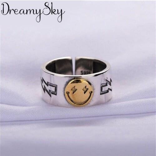Original Design Bohemian Retro Big Smile Ring For Women Fashion Open Finger Rings Female Boho Jewelry