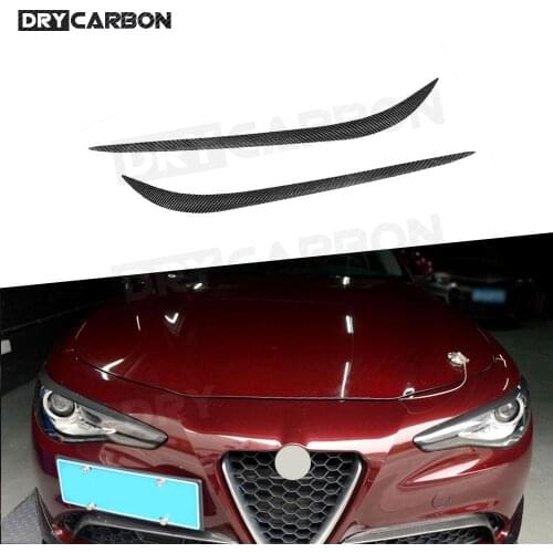 2Pcs Carbon Fiber Front Headlamp Eyebrow Headlight Eyelids for Alfa Romeo Giulia Quadrifoglio Sedan 2015-2018 Car Styling