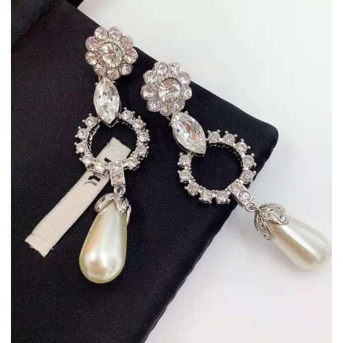 Hot Brand Silver Color Fashion Jewelry Woman Crystal Earrings Party High Quality Water Drop Big Clip Earrings Hot