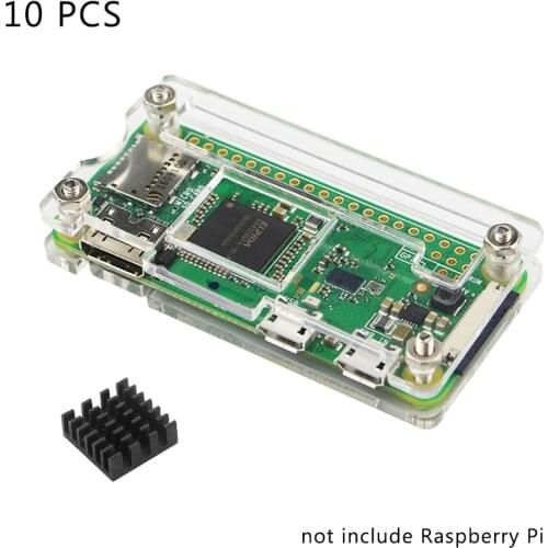 10 PCS Raspberry Pi Zero Case Transparent Black Blue Case Enclosure Shell + Aluminum Heatsink for Raspberry Pi Zero W 1.3 WH