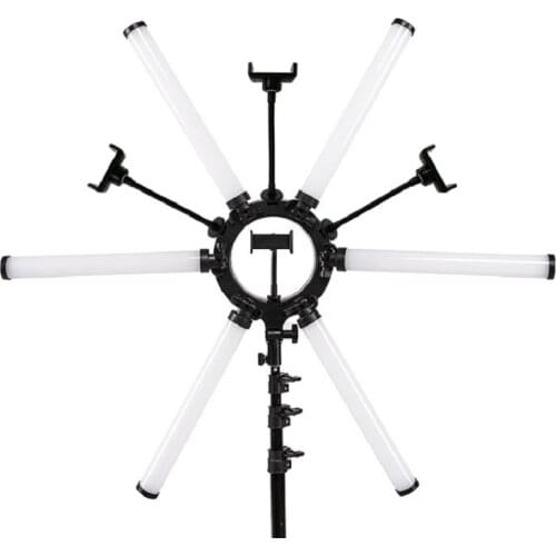 Foldable 36 Inch LED Six Arm Light Radial Photography Lights Live Streaming Beauty Shadowless Soft Lamp Selfie Fill Lighting