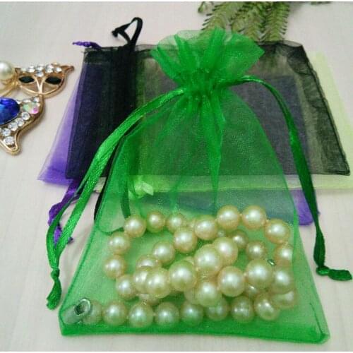 2018 New Grass green Drawable Organza bag Drawstring pouch Wedding birthday Christmas party gift jewelry packaging display bags
