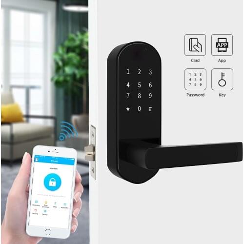 Bluetooth Smart Door Lock with ttlock, Electronic Door Lock with App Digital code WiFi RFID Card Micro USB Charging