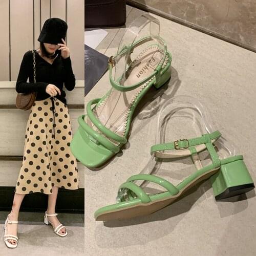 Roman sandals female fairy wind 2020 summer new wild thick with a word with open toe sandals womens shoes high heels Z643