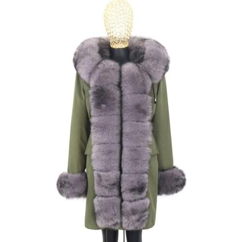 2021 Winter Jacket Fur Coat Real Raccoon Fur Collar 7XL Women Coat Natrual Fox Fur Coat Womens Waterproof Detachable Parka