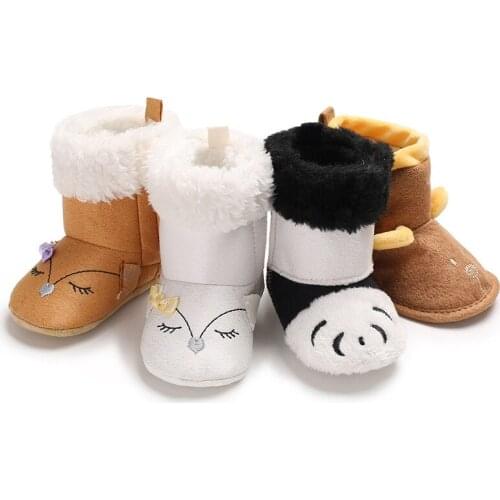 Winter Cute Cartoon Newborn Baby Girls Princess Winter Boots First Walkers Soft Soled Infant Toddler Kids Girl Footwear Shoes