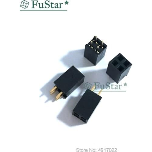 100PCS 2x2 4 Pin 2.54mm Double Row Female Straight Header Pitch Socket Pin Strip 2*2 mm Pin Outlet 2 x 2 Female Header Connector