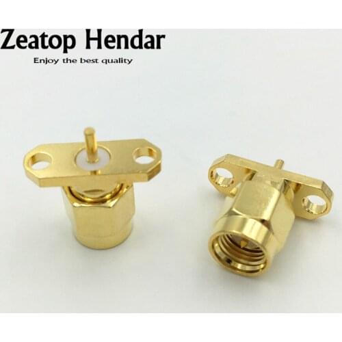 100Pcs Copper SMA Male 2 Hole Panel Mount with Solder Post Terminal RF Electrical Wire Terminal Connector