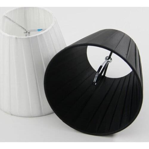 2PCS DIA 13cm Modern Pleated Fabric Lampshade,Black/White Color Chandelier Wall Light Lampshade,Clip on